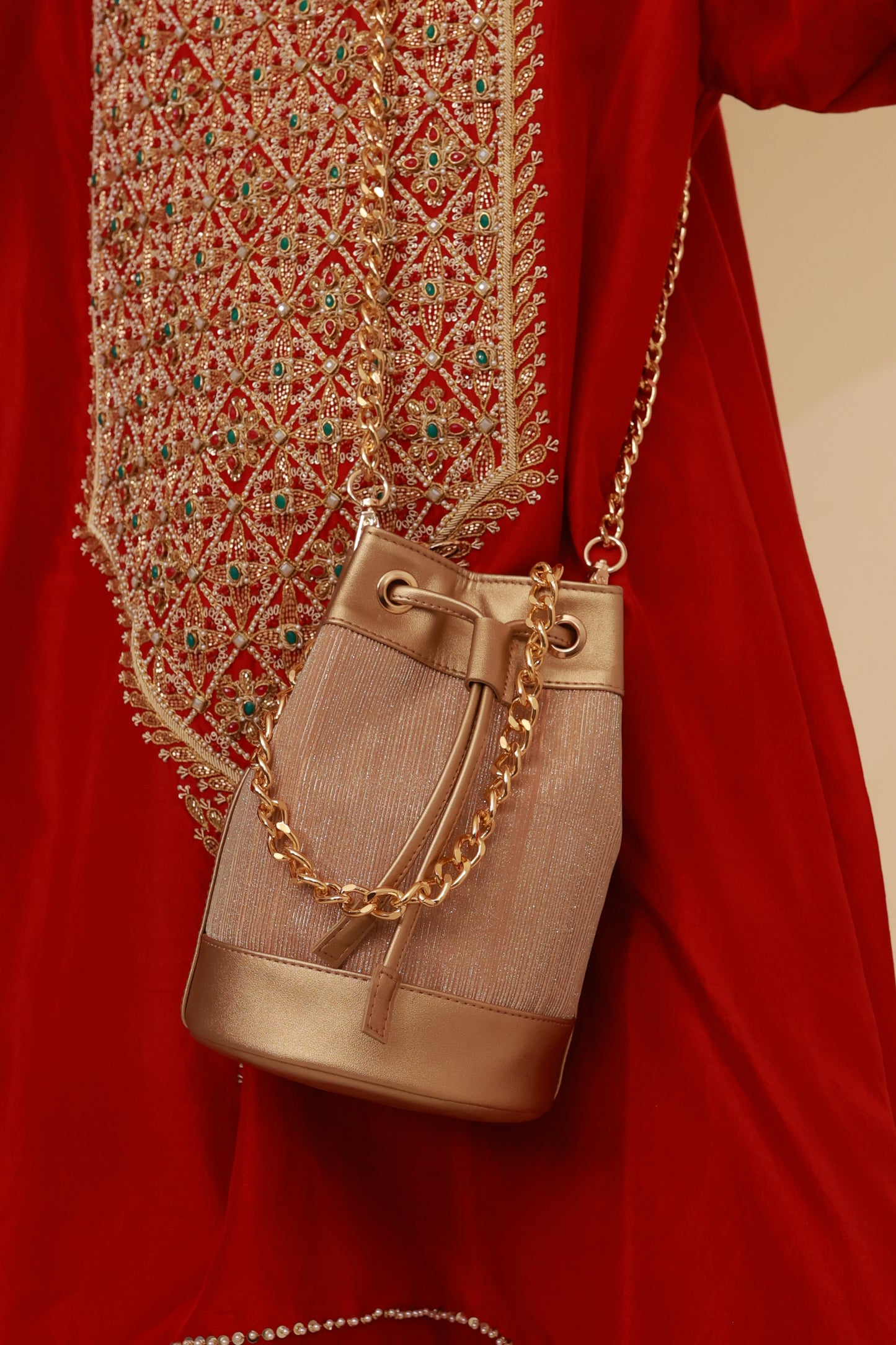 Faux Leather Gold Bucket