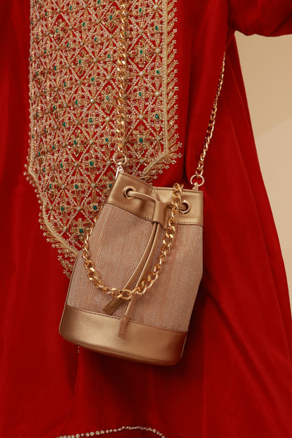 Faux Leather Gold Bucket