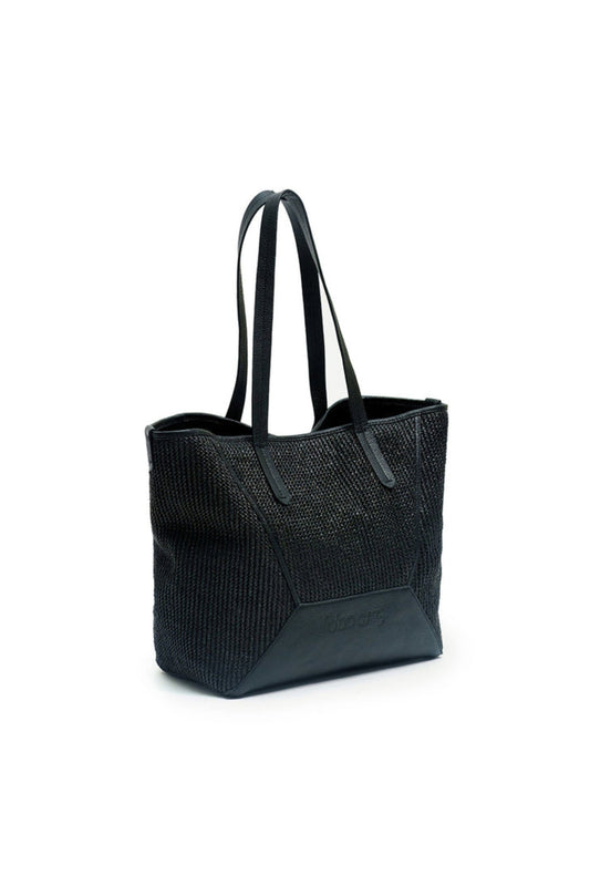 Bestie Black Raffia Tote