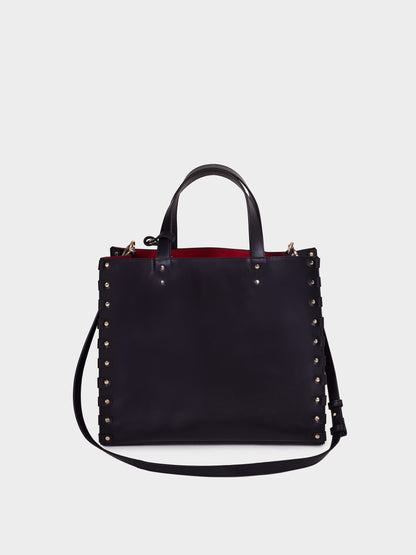 Black Globe Trotter Leather Tote