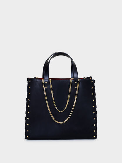 Black Globe Trotter Leather Tote