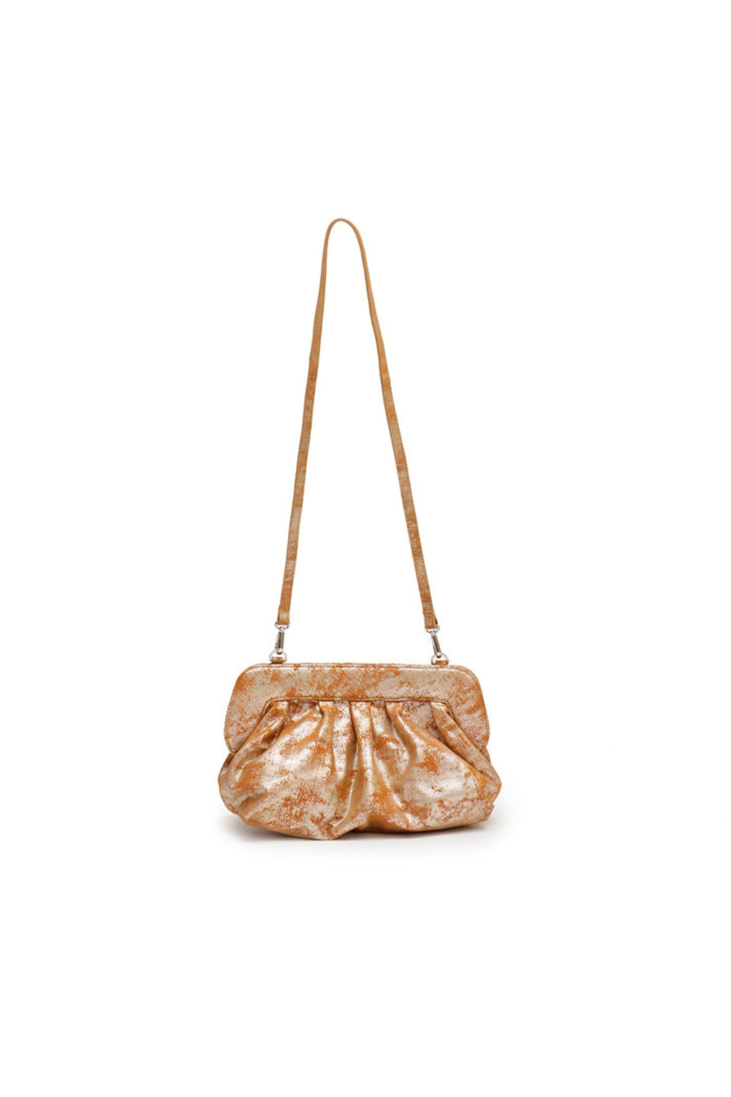 Foiled Leather Mustard Gold Party Clutch