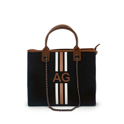 Canvas Personalised Black Tote Custom Colour