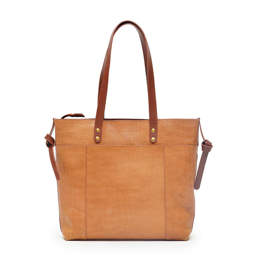 Embossed Tan Miss Marvel Leather Tote