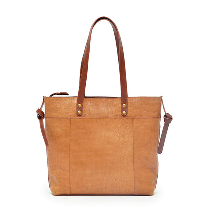 Embossed Tan Miss Marvel Leather Tote