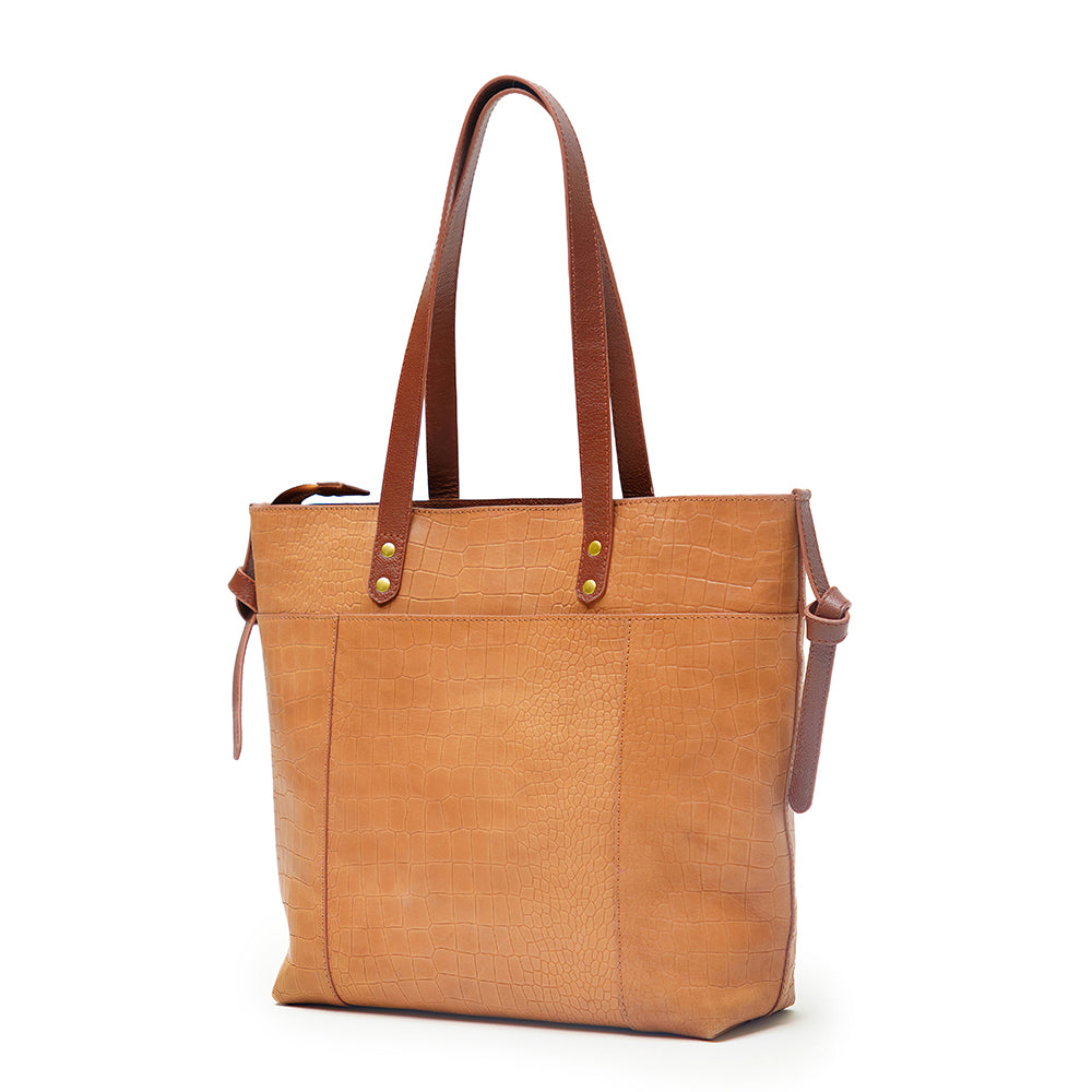 Embossed Tan Miss Marvel Leather Tote