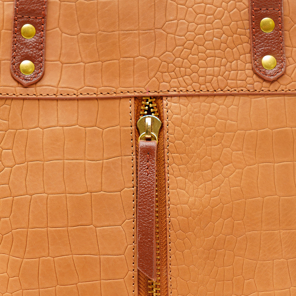 Embossed Tan Miss Marvel Leather Tote
