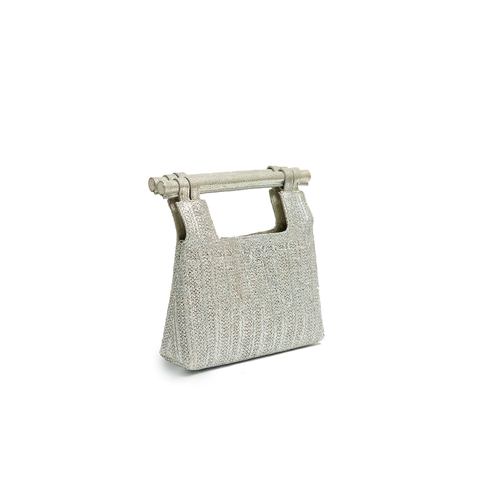 Ivy Silver Raffia Clutch