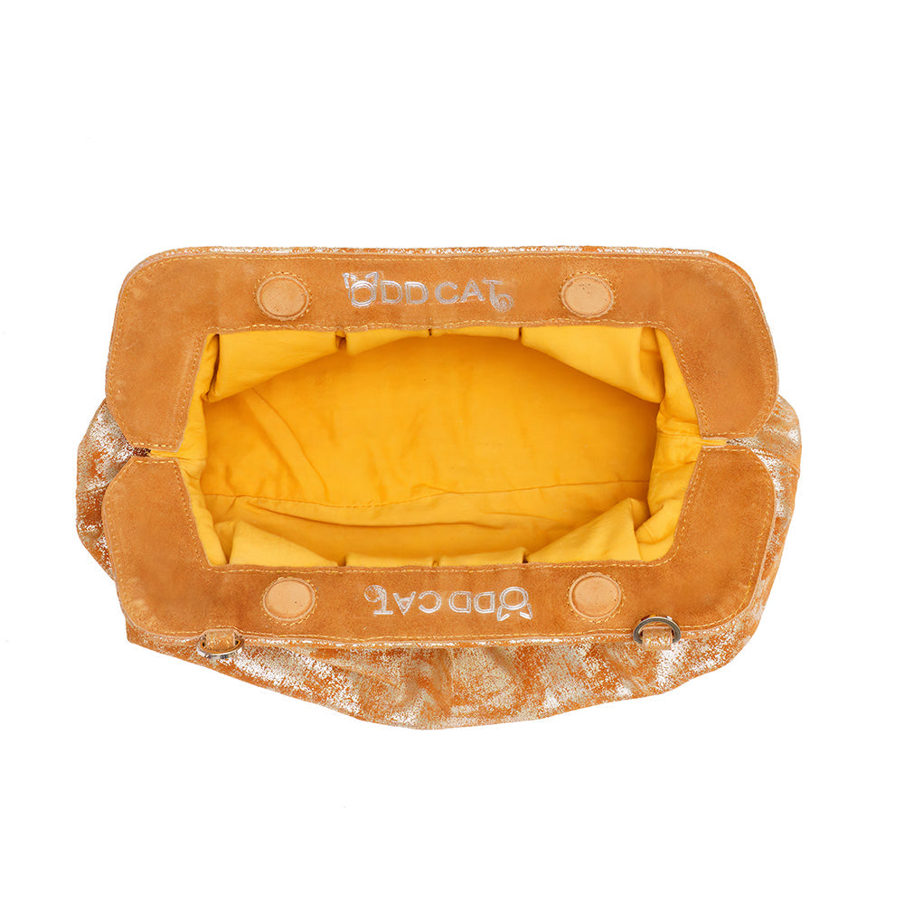 Foiled Leather Mustard Gold Party Clutch