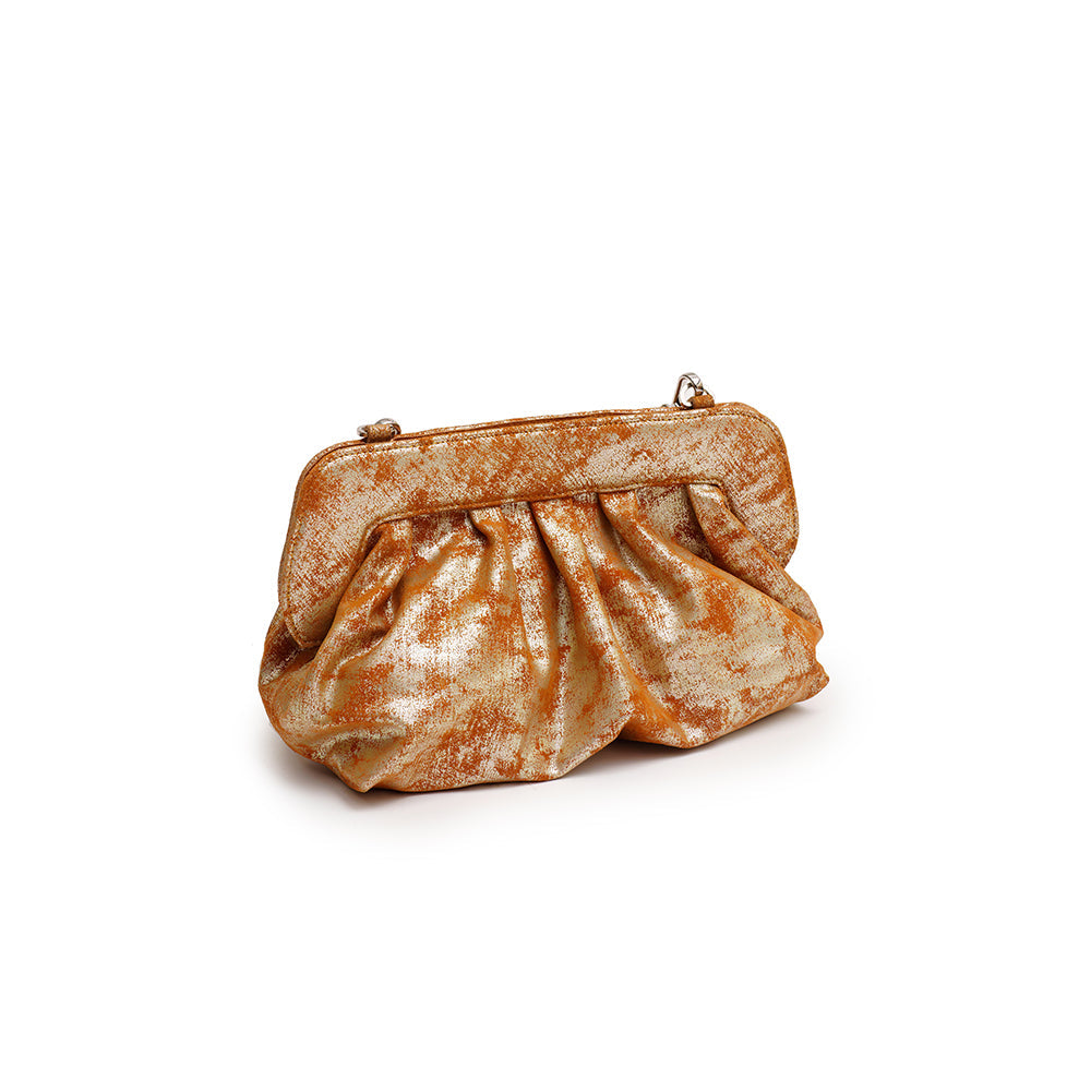 Foiled Leather Mustard Gold Party Clutch
