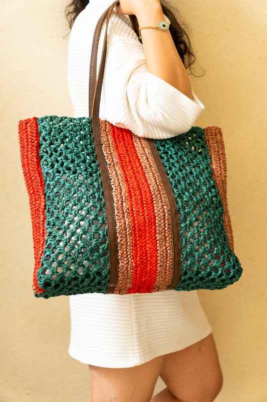 Raff-Off Natural Raffia Tote
