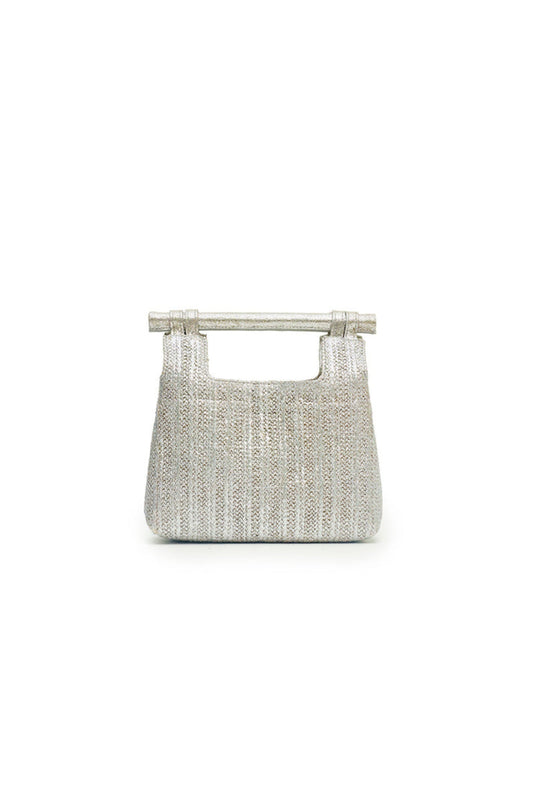 Ivy Silver Raffia Clutch