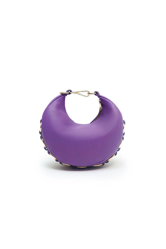 Purple Leather Moon Clutch & Crossbody Bag