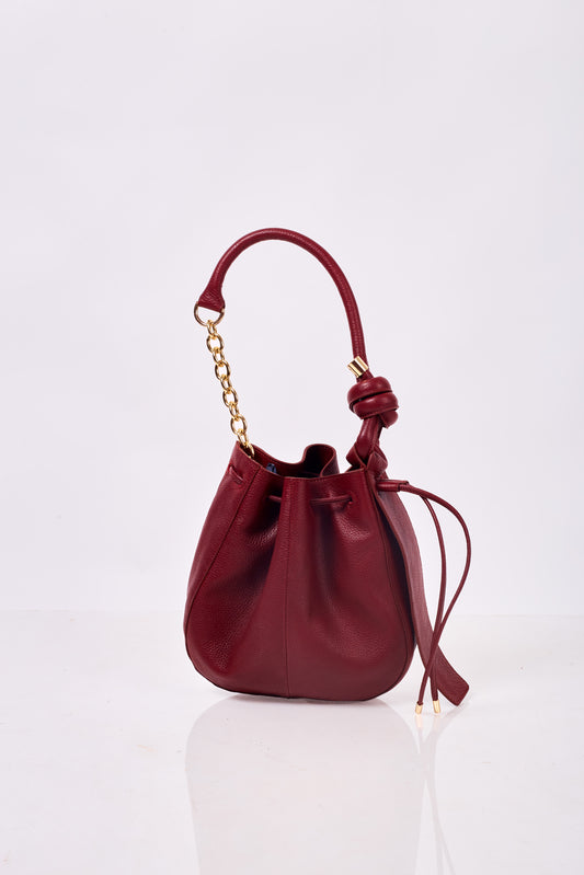 Wine Leather Hobo Shoulder Bag