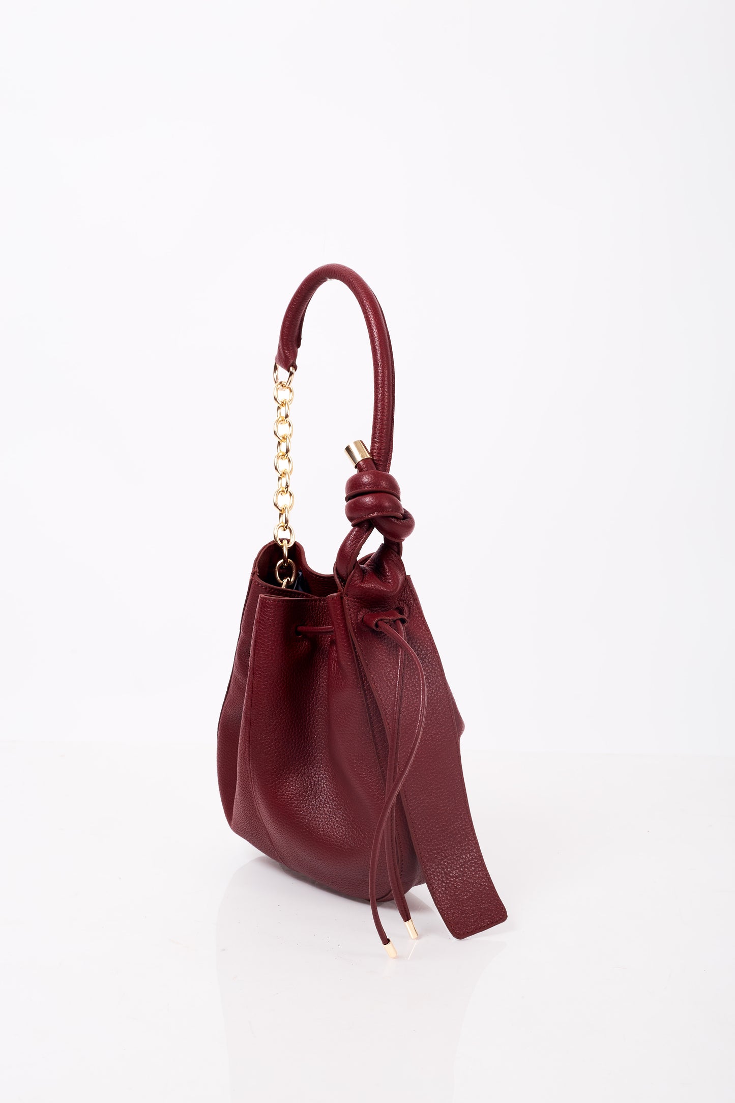 Wine Leather Hobo Shoulder Bag