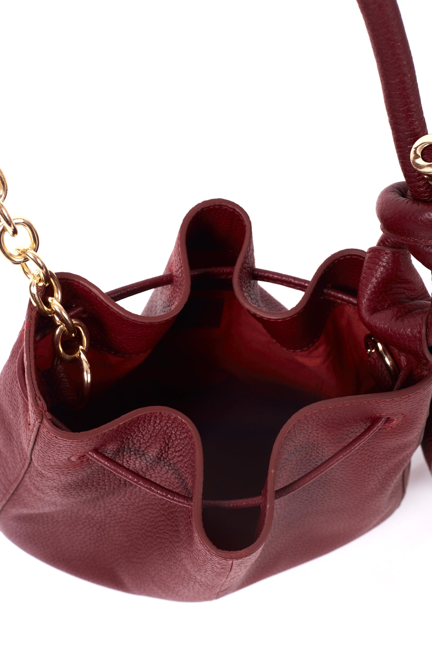 Wine Leather Hobo Shoulder Bag