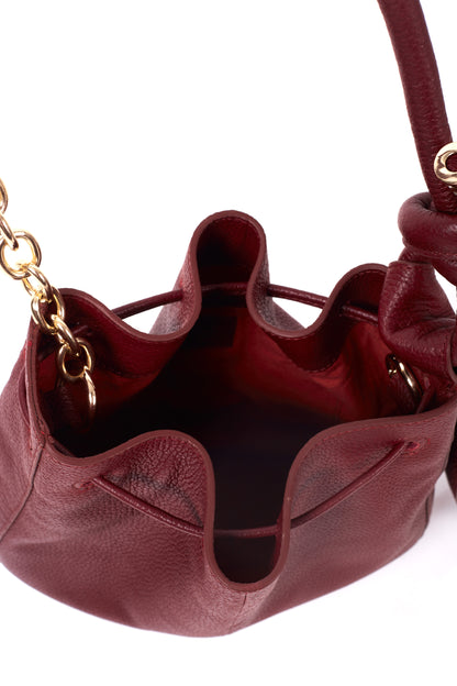 Wine Leather Hobo Shoulder Bag