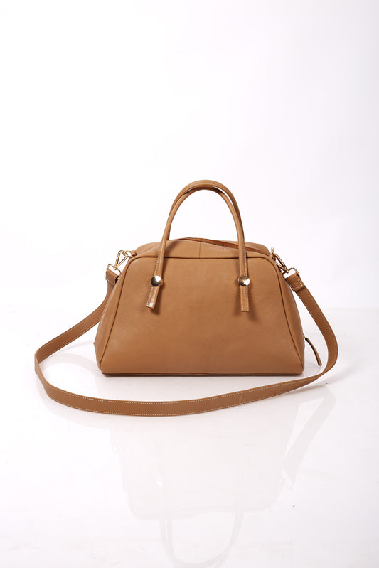 Tan Leather Duffle Tote