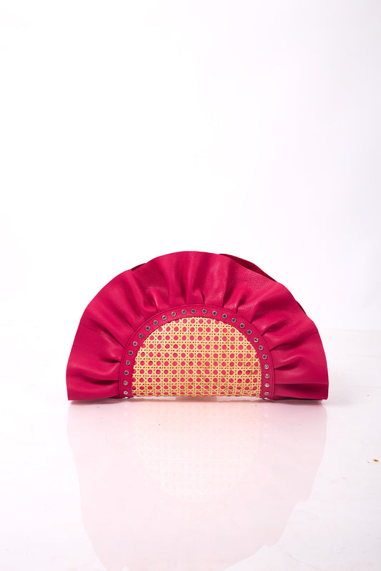 Fuschia Pink Frill Leather Oddbeat Clutch