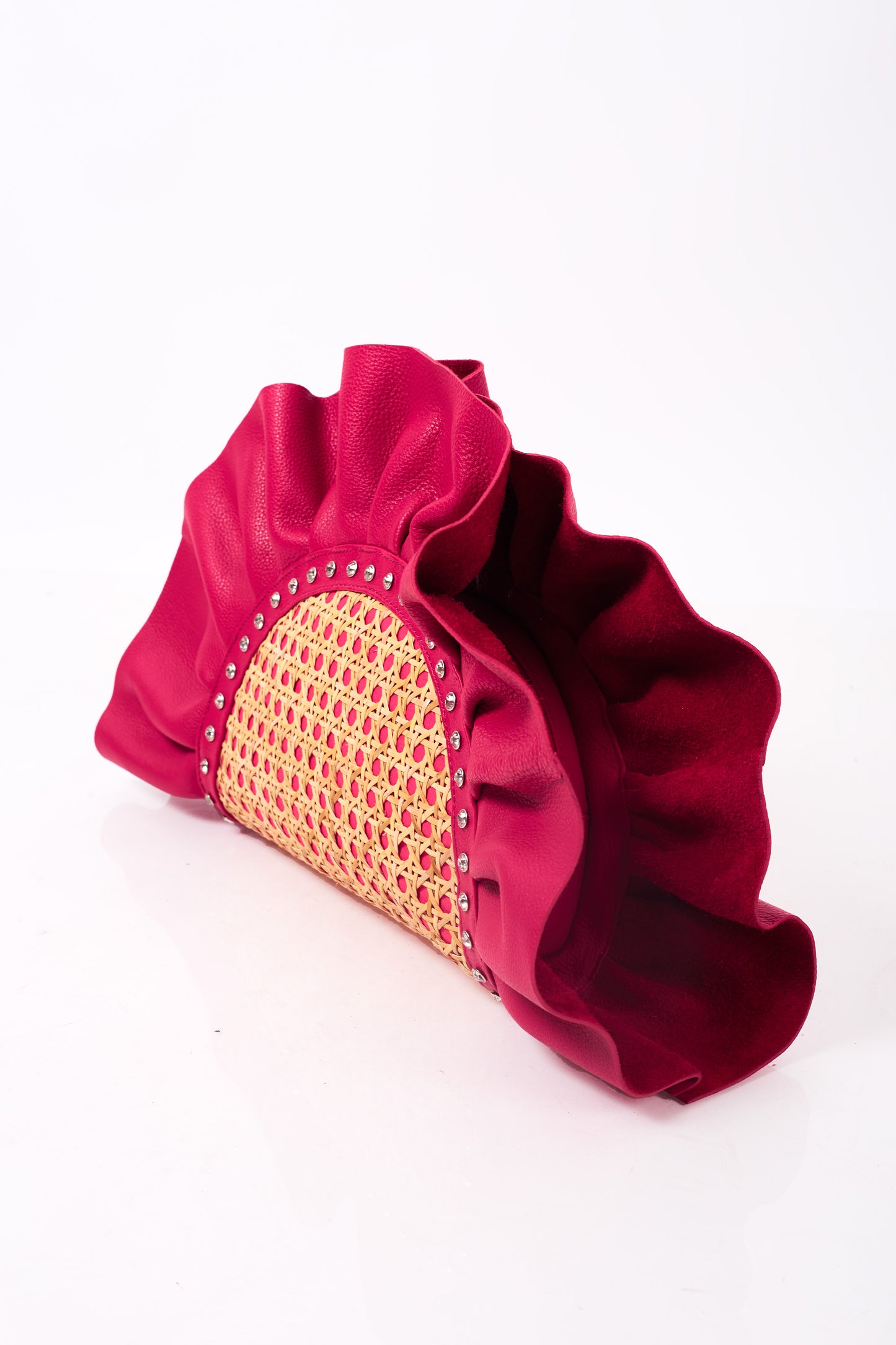 Fuschia Pink Frill Leather Oddbeat Clutch