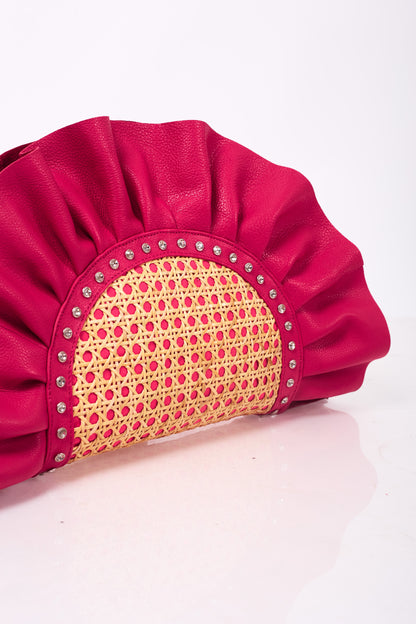 Fuschia Pink Frill Leather Oddbeat Clutch