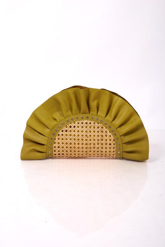 Pistachio Green Frill Leather Oddbeat Clutch