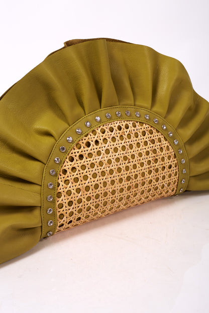Pistachio Green Frill Leather Oddbeat Clutch
