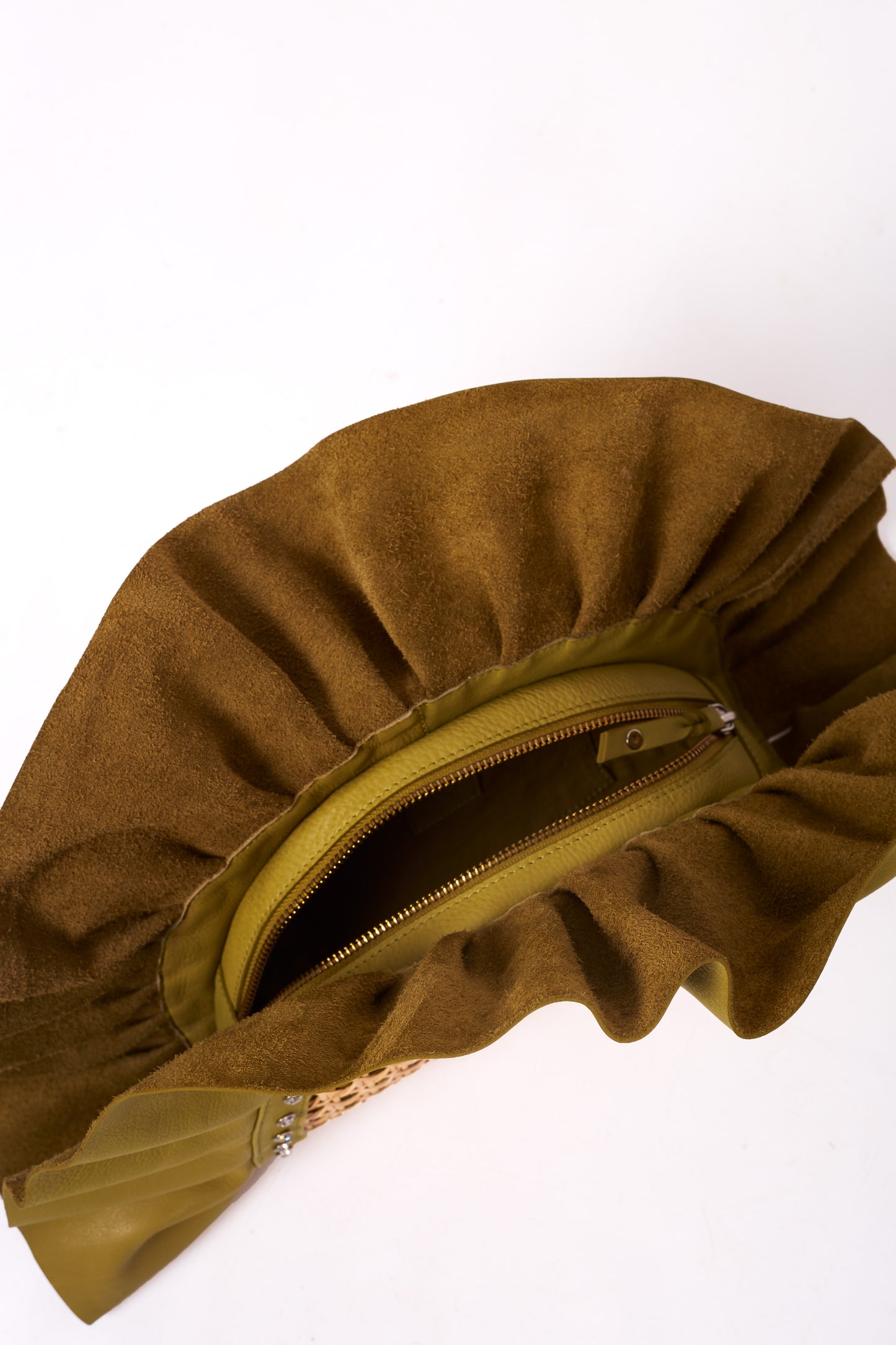 Pistachio Green Frill Leather Oddbeat Clutch