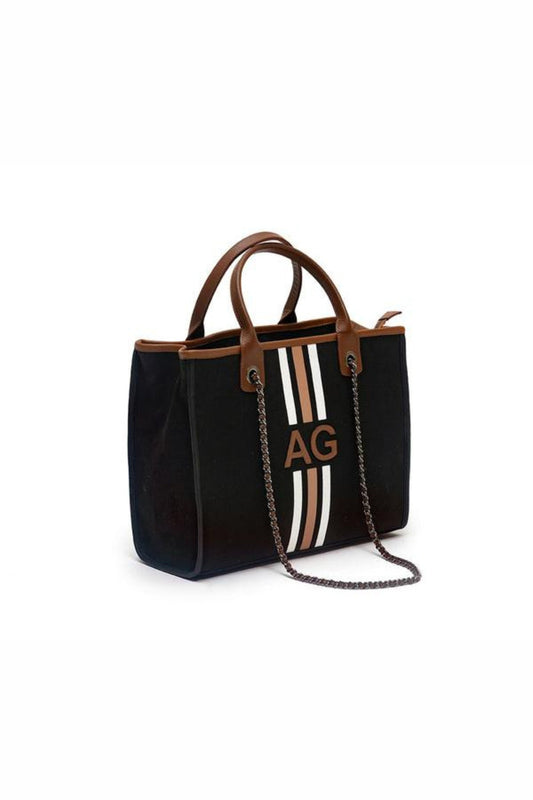 Canvas Personalised Black Tote Custom Colour