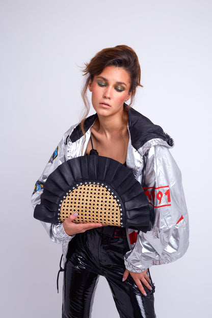 Black Frill Leather Oddbeat Clutch