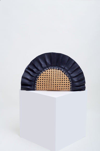 Black Frill Leather Oddbeat Clutch
