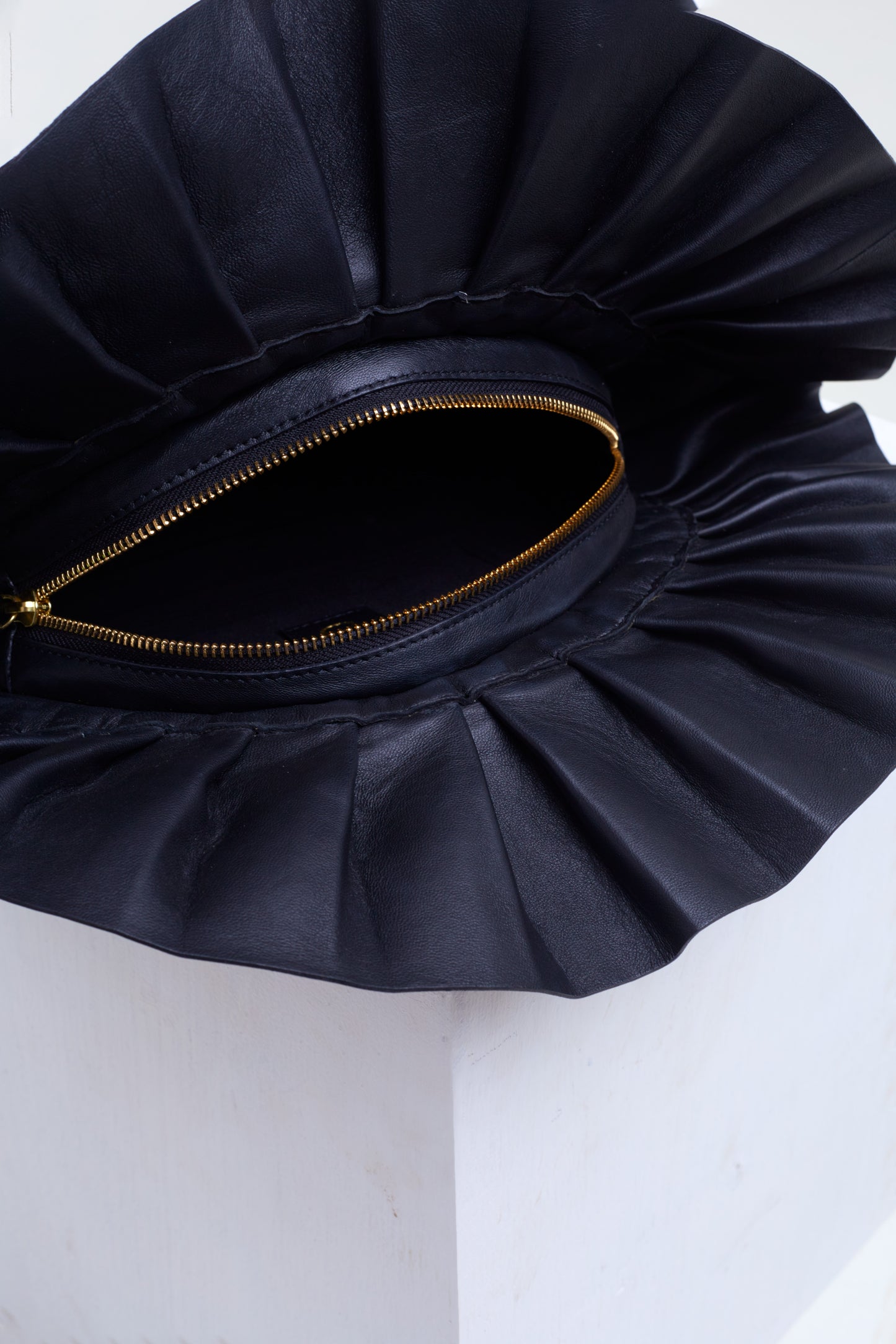 Black Frill Leather Oddbeat Clutch