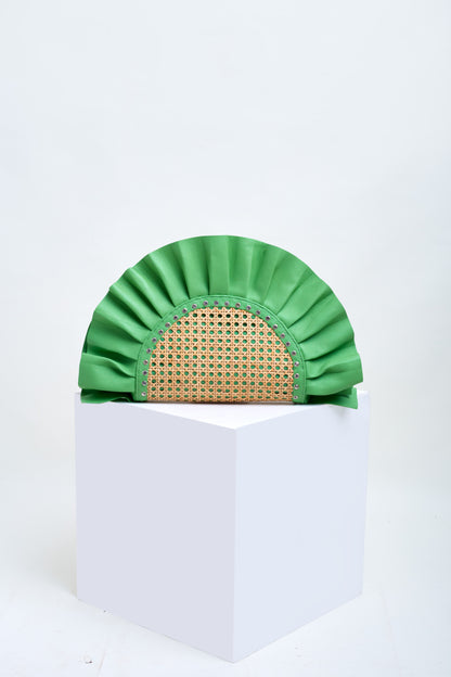 Green Frill Leather Oddbeat Clutch