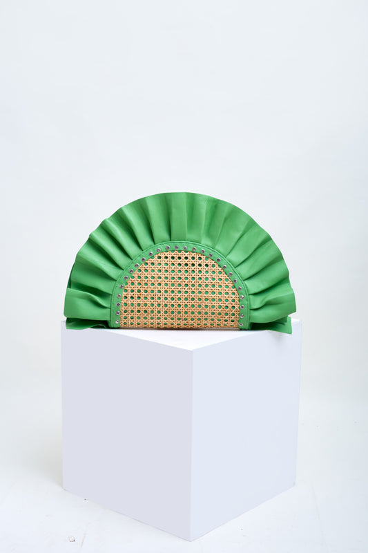 Green Frill Leather Oddbeat Clutch