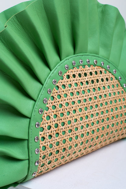 Green Frill Leather Oddbeat Clutch