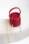 Braided Red Leather Bucket Bag