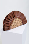 Brown Frill Leather Oddbeat Clutch